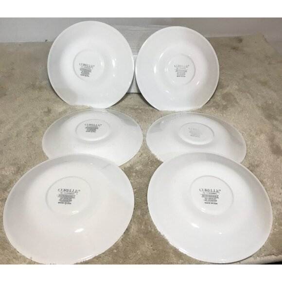 Set Of 6 Corelle Silk and Roses White & Black Saucers 6.25" Dishes - Picture 3 of 5